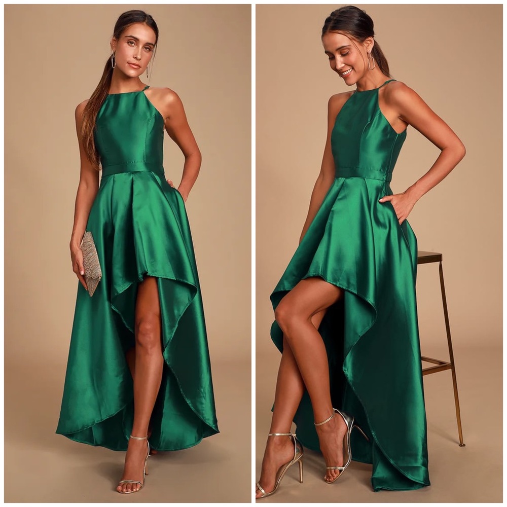 Lulu’s Broadway Show Emerald Green High-Low Maxi Dress
